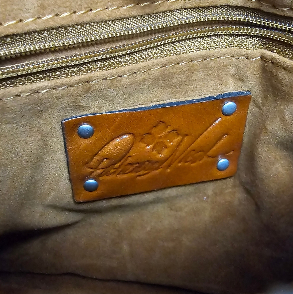 Patricia Nash Leather Large Slim Wristlet Clutch Dark Brown Tooled Turquoise EUC - Picture 4 of 16